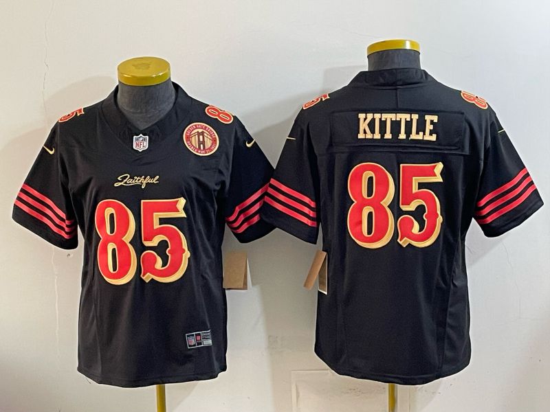 Youth 2026 San Francisco 49ers #85 Kittle Black gold Nike Limited NFL Jersey style 04